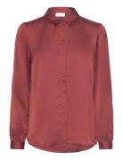 Vila Viellette Satin L/S Shirt - Noos Röd