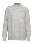 Selected Femme Slflulu Ls Knit High Neck B Grå