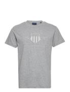 GANT Reg Tonal Shield Ss T-Shirt Grå