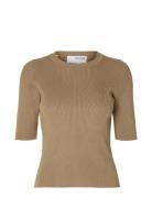 Selected Femme Slfmala 2/4 Knit O-Neck B Brun