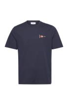 Flag T-Shirt Tops T-shirts Short-sleeved Navy Les Deux