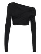 HAN Kjøbenhavn Viscose Jersey Stretch Cropped Long Sleeve Top Svart