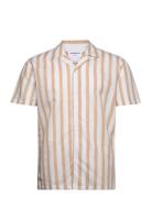 Lindbergh Cot/Lin Striped Resort S/S Beige