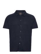 Albin Reg Shirt S-S Designers Shirts Short-sleeved Navy Oscar Jacobson