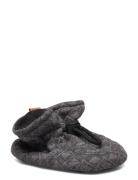 Melton Quilted Textile Slippers Grå