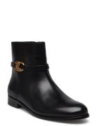 Lauren Ralph Lauren Briela Burnished Leather Bootie Svart