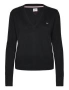 Tommy Jeans Tjw Essential Vneck Sweater Svart