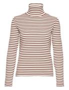 GANT Slim Striped Ribbed Turtleneck Brun