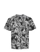 Jack & J S Jorlafayette Aop Tee Ss Crew Neck Ln Svart