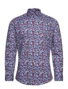 Lindbergh Aop Plain Stretch Shirt L/S Blå