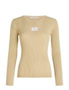 Calvin Klein Jeans Woven Label Tight Sweater Beige