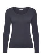 GANT Slim Cot/Ela Ls Scoop Neck Top Marinblå