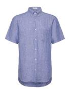 GANT Reg Linen Ss Shirt Blå