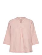 Poppy Short Tunique Gots Tops Blouses Short-sleeved Pink Basic Apparel