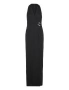 Lauren Ralph Lauren Buckle-Trim Stretch Jersey Halter Gown Svart