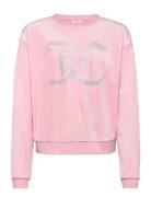 Diamante Velour Crew Tops Sweat-shirts & Hoodies Sweat-shirts Pink Jui...