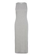 Objjamie S/L Long Dress Noos Knälång Klänning Grey Object