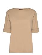 Lauren Women Cotton-Blend Boatneck Top Brun