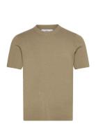 Mango Knit Cotton T-Shirt Khaki Green