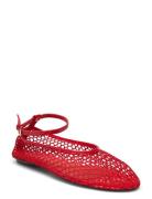 Mango Mesh Ballet Flats With Strap And Buckle Röd