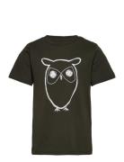 Knowledge Cotton Apparel Regular Big Owl T-Shirt - Gots/Vega Svart