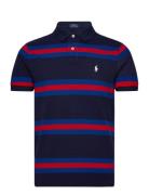 Polo Ralph Lauren Custom Slim Fit Striped Mesh Polo Shirt Marinblå