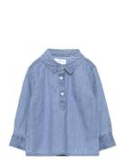 Mango Cotton Denim Shirt Blå