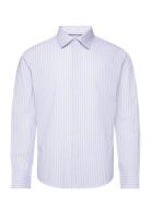 Mango Stretch Fabric Slim-Fit Striped Shirt Blå