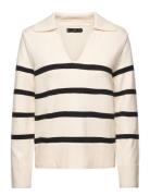 Mango Striped Polo-Neck Sweater Kräm