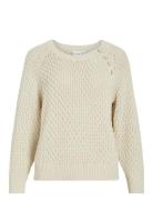 Vila Vijosmira O-Neck L/S Button Knit Top Beige