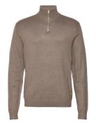 Lindbergh Half Zip Mélange Knit Brun