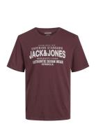 Jack & J S Jjjeans Tee Ss O-Neck Ln Burgundy