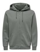 ONLY & SONS Onsceres Life Zip Thr. Hoodie Sweat Grå