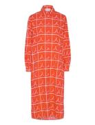 Bobo Choses Abstract Cat Smile Printed Shirt Dress Orange