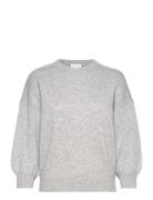 Davida Cashmere Quarter Balloon Sleeve Sweater Grå