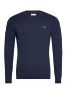 GANT Cotton Cable C-Neck Blå