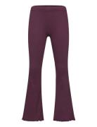 Lindex Leggings Flare Rib Solid Burgundy