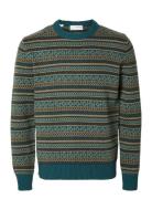 Selected Homme Slhfade Ls Knit Fairisle Crew Neck Grön