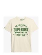 Superdry Machined Goods Workwear Tee Kräm