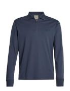 Calvin Klein Liquid Touch Welt Zip Ls Polo Marinblå