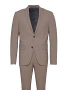 Lindbergh Plain Mens Suit - Normal Lenght Beige