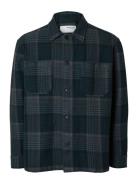 Selected Homme Slhboxy-Houndstooth Big Check Overshirt Marinblå