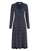 Tommy Hilfiger Textured V-Neck Swt Maxi Dress Marinblå