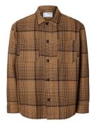 Selected Homme Slhboxy-Houndstooth Big Check Overshirt Brun