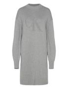 Calvin Klein Jeans Ck Intarsia Loose Sweater Dress Grå