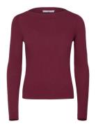 Mango Long-Sleeved Knitted T-Shirt Burgundy