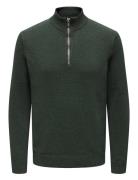 ONLY & SONS Onsfabian Life Reg 7 Half Zip Knit Grön