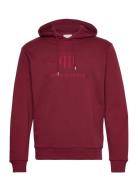 GANT Reg Tonal Shield Hoodie Burgundy