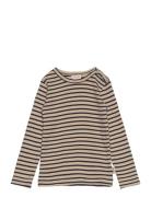 Petit Piao T-Shirt L/S Modal Striped Beige