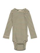 Petit Piao Body L/S Modal Striped Grön